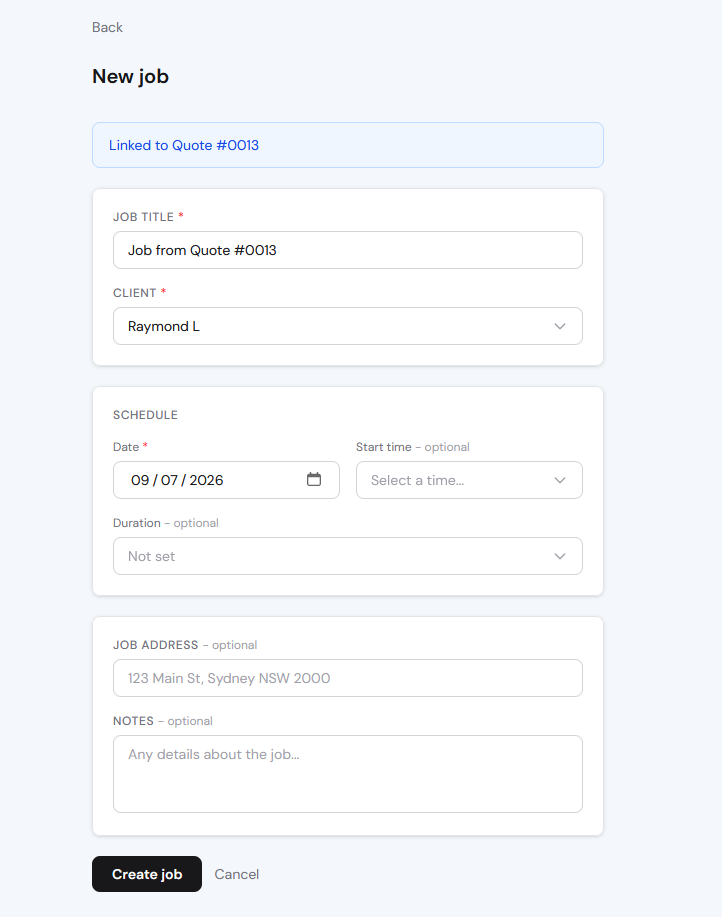 Avistr job calendar showing the week view